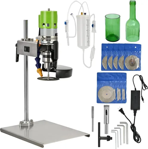 DIYAREA Cortador eléctrico de botellas de vidrio de 150 W, 6000 rpm, cortador de botellas de vid DIY con 8 piezas de hoja abrasiva de esmeril para