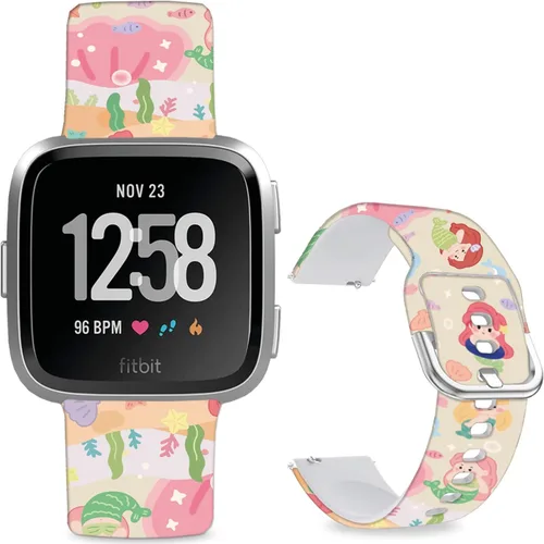 Miniatura 10 de Correas de reloj de silicona suave compatibles con Fitbit Versa 2/Versa/Fitbit Versa Lite/SE, correa de repuesto con bonito patrón floral de 0.98