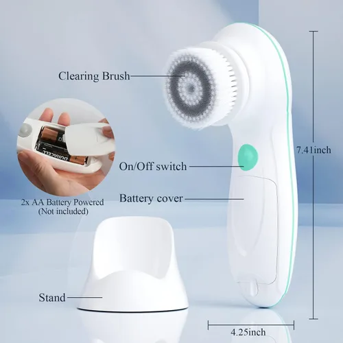 Miniatura 9 de Cepillo de limpieza facial TOUCHBeauty, cepillo giratorio de 360 grados con soporte conveniente, impermeable dispositivo de limpieza profunda, Negro
