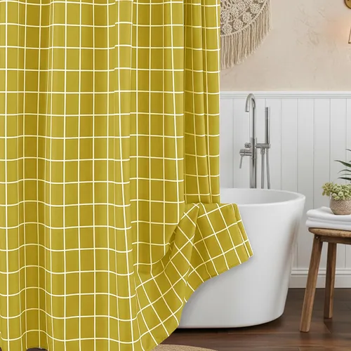 Miniatura 13 de Biscaynebay - Cortinas de ducha de tela texturizada 72" X 72", cortinas de baño de estilo granja modernas con estampado de cuadros en blanco y Negro