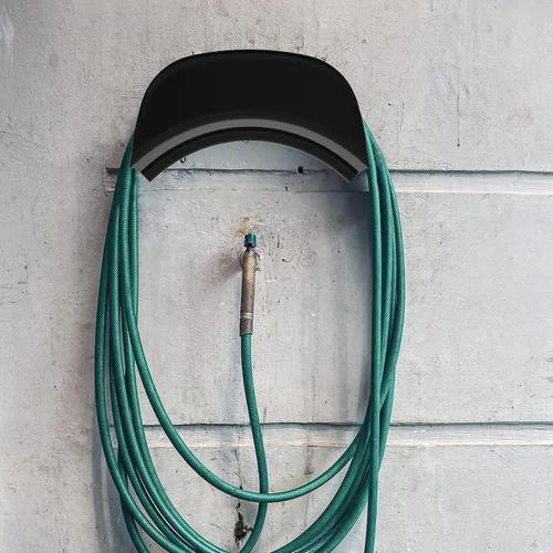 Miniatura 5 de Gardzen Soporte de pared resistente para manguera, gancho, estante, soporte para exterior, negro