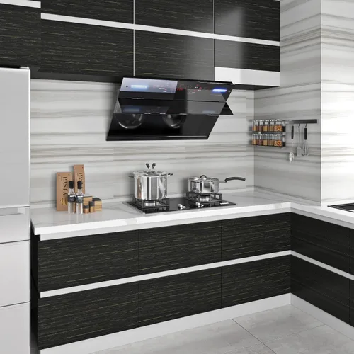 Miniatura 2 de Livelynine Papel tapiz texturizado negro y dorado para despegar y pegar, papel adhesivo negro y dorado para gabinetes, encimeras, escritorio