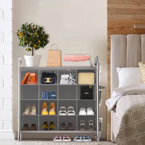 Miniatura 4 de Simple Houseware - Organizador de zapatero con cubículo de 4 niveles y 16 cubos, color gris
