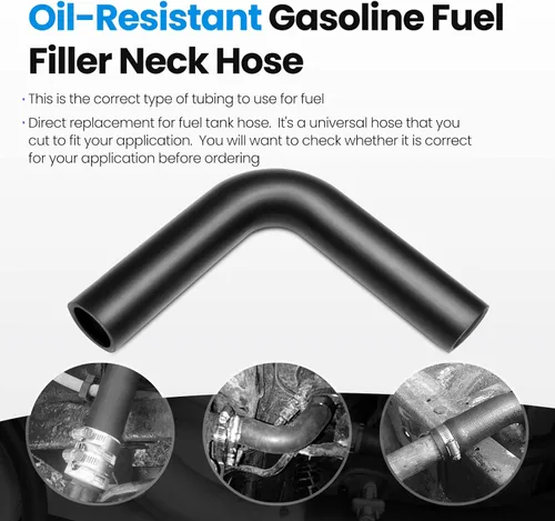 Miniatura 4 de Manguera de cuello de llenado de combustible de gasolina con 4 abrazaderas de manguera, manguera de combustible de 1 3/8 pulgadas de diámetro