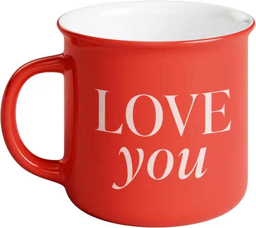 Sweet Water Decor Tazas de camping "Love You" - Tazas de café de 11Oz para parejas, aptas para lavavajillas y microondas - Taza de viaje de