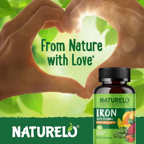 Miniatura 8 de NATURELO Suplemento de hierro vegano con vitamina C y alimentos integrales orgánicos, píldoras de hierro suaves para mujeres y hombres