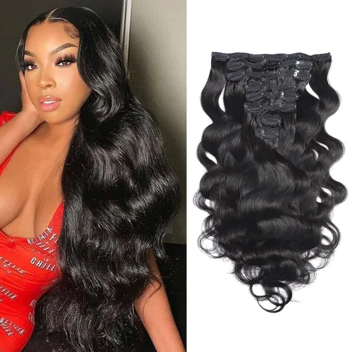 Miniatura 20 de Extensiones de cabello ondulado con clip, rizado natural, 100% cabello humano brasileño sin procesar, para mujeres negras (12 pulgadas)