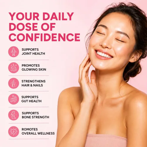 Miniatura 5 de Collagen For Her: Cápsulas de colágeno múltiple para mujeres (tipos I, II, III, V, X), péptidos de colágeno hidrolizados, suplemento vitamínico