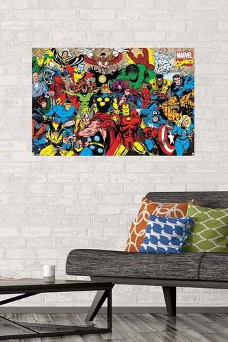 Miniatura 2 de Trends International Marvel Comics - Póster de pared con línea retro, 22.375 x 34 pulgadas, versión premium sin marco
