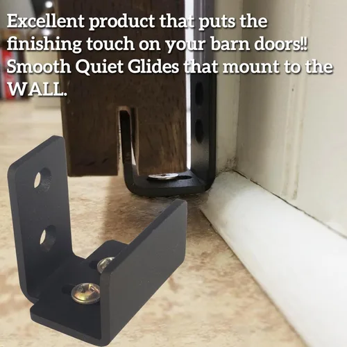 Miniatura 5 de Guía de suelo para puerta corrediza de granero, paquete de 2 – Perfil bajo ajustable montado en la pared inferior para puerta de granero en U