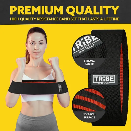 Miniatura 6 de Tribe Lifting Bandas de resistencia para entrenar – Paquete de 3 bandas de entrenamiento de tela para mujeres y hombres – Bandas de glúteos