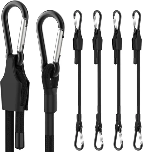 Miniatura 8 de SDTC Tech Mini cuerdas elásticas cortas de 8 pulgadas con ganchos de mosquetón, correas elásticas resistentes para tiendas de campaña, bicicleta