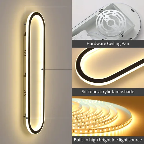 Miniatura 5 de Lámpara de techo LED moderna, anillo negro empotrado, lámpara de techo con control remoto, lámpara de techo acrílica para dormitorio, pasillo, isla