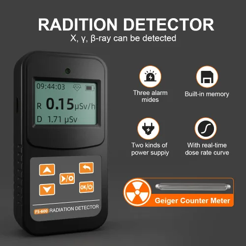 Miniatura 5 de Detector de Radiación Nuclear, Contador Geiger con Sonido de Clic para Rayos Beta Gamma X, Dosímetro Radioactivo de Alarma Portátil para Tratamiento