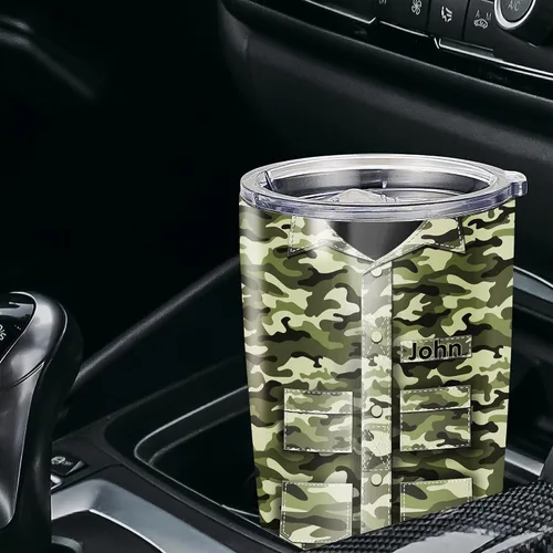 Miniatura 4 de Dorris Vaso de café personalizado del ejército con tapa, vasos aislados al vacío de veteranos estadounidenses, taza aislada de acero inoxidable
