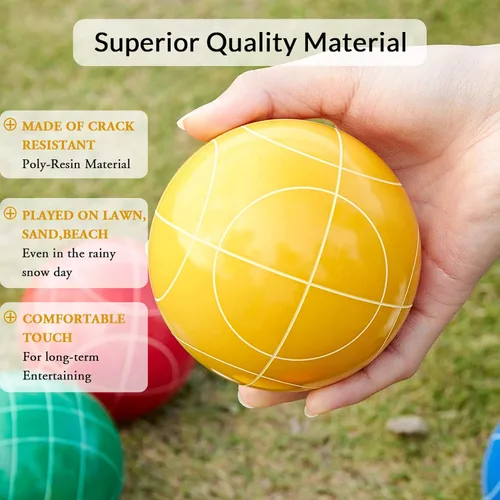 Miniatura 3 de ApudArmis Juego de bolas de bochas, juego de bochas familiares para patio trasero, césped, playa, juego de 8 bolas de poliresina, 1 funda