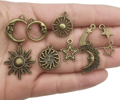 Miniatura 4 de 3.53 oz (alrededor de 80 piezas) suministros de manualidades, colección celestial, dijes para manualidades, accesorios para hacer joyas, accesorios