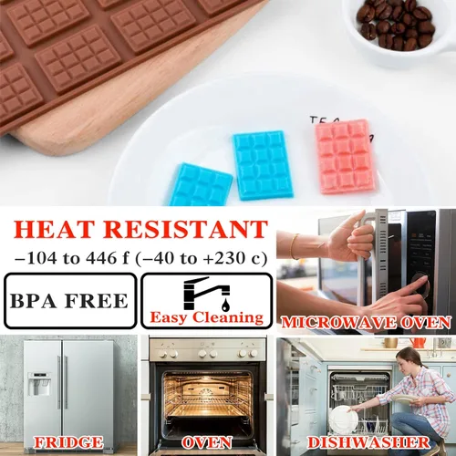 Miniatura 3 de 5 Piezas de Moldes de Silicona Separables para Chocolate, Molde Cuadrado de Silicona, Molde de Barra de Chocolate de Caramelo Antiadherente, Molde