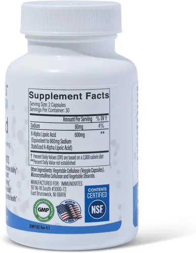 Miniatura 8 de IMMUNOVITES Paquete de 3 unidades de ácido R-alfa lipoico estabilizado ((True)) 600 mg por porción