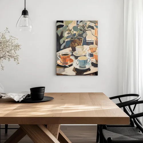 Miniatura 2 de Cyebmo Arte de Pared Retro Enmarcado de Café, Decoración de Pared de Taza de Café y Planta, Pintura en Lienzo de Acuarela de Café, Póster