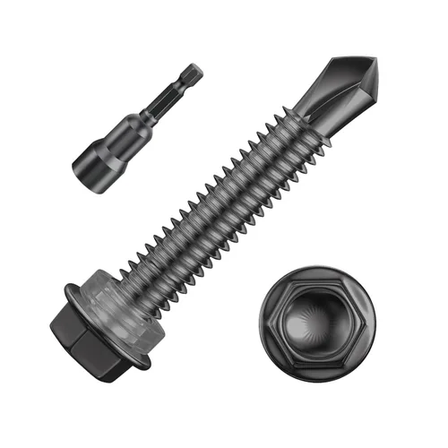 Miniatura 7 de Wensilon (250Pcs) #8×1" Tornillos autoperforantes de cabeza hexagonal con arandela, tornillos de acero inoxidable 410 para chapa metálica, tornillos