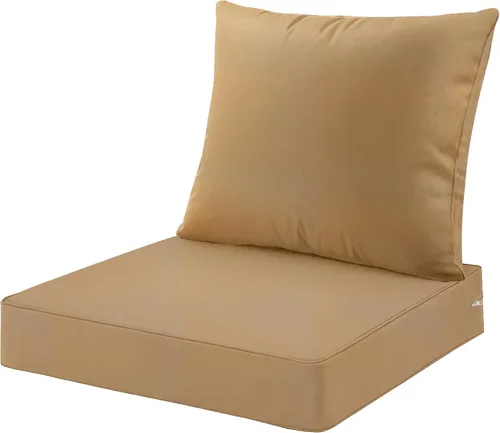 Miniatura 24 de ARTPLAN Juego de 2 cojines de asiento profundo con respaldo, cojines de sofá para exteriores para todo tipo de clima, tela de poliéster, espuma