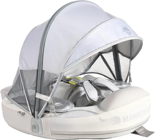 Miniatura 11 de Mambobaby Flotador con toldo y cola para bebé, flotador de piscina no inflable, flotador sólido para bebé, ángel suave, impermeable