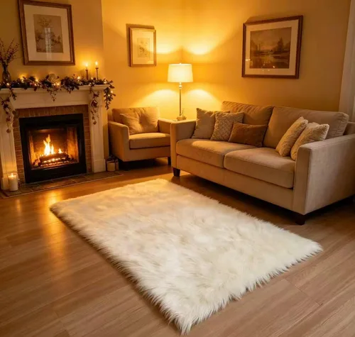 Miniatura 14 de Alfombra de piel sintética de 2 x 6 pies, color beige, lavable a máquina, súper suave, esponjosa, alfombra de piel de oveja mullida para dormitorio