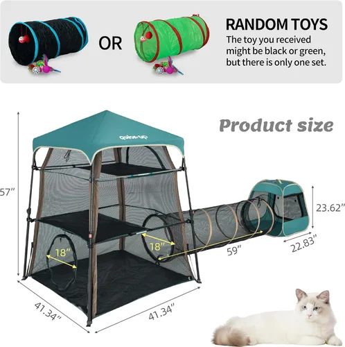 Miniatura 3 de Catio extragrande para gatos al aire libre, tienda de campaña 3 en 1 para gatos con túnel/cubo desplegable, catio portátil, tienda de campaña