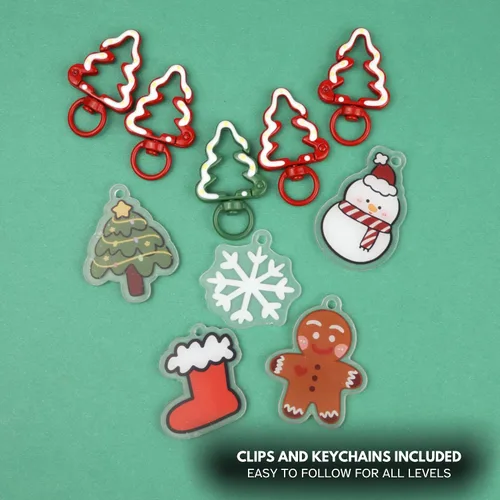 Miniatura 2 de Needzo Kit de ganchillo de llavero de Navidad, Amigurumi navideño, todos los suministros incluidos, tutoriales en video paso a paso, 5 diseños