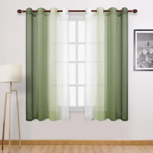 Miniatura 42 de DWCN Cortinas Transparentes de Lino Sintético Negro Degradado Ombré - Cortinas Semi Transparentes de Gasa con Ojales en la Parte Superior