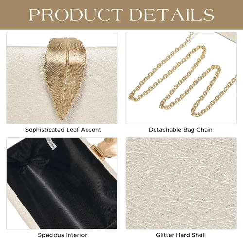 Miniatura 6 de Bolsos de mano con purpurina de SWEETV CHUNLI para mujer, elegante bolso de noche para fiestas, bodas y eventos formales