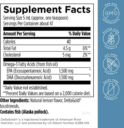 Miniatura 2 de Designs for Health OmegAvail Hi-Po Líquido – Alta concentración 1500 mg EPA 1500 DHA – Triglicérido Omega 3 Aceite de pescado para la salud