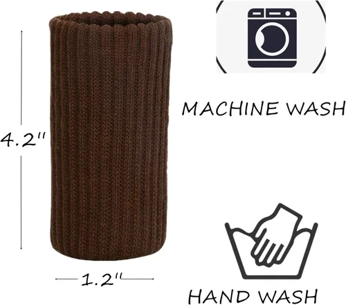 Miniatura 3 de 24 piezas de calcetines para patas de muebles - Calcetines de muebles de punto color café, protectores de piso para patas de silla de doble grosor