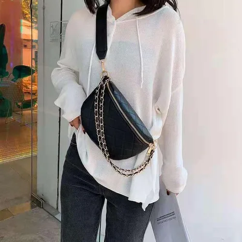 Miniatura 5 de Riñoneras para mujer, bolsa cruzada con correa ajustable para mujer, bolsa de cintura de cuero de moda, Negro -, Casual