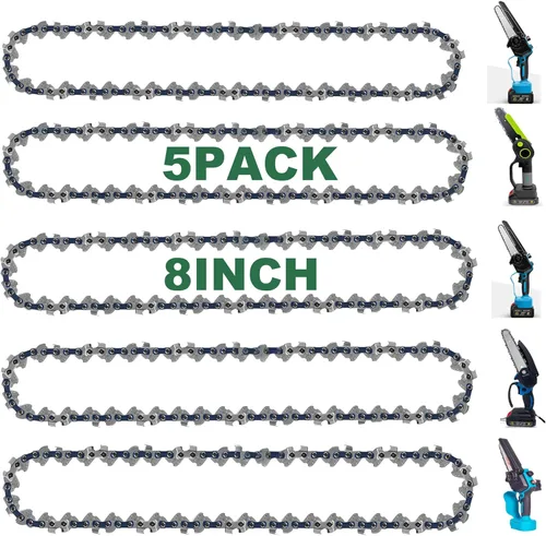 Miniatura 11 de Mini cadena de motosierra, 5 cadenas de 6 pulgadas de repuesto para motosierra eléctrica inalámbrica de 6 pulgadas, con 37 eslabones de transmisión