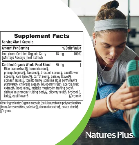 Miniatura 5 de NaturesPlus Source of Life Garden Iron - 30 cápsulas de liberación rápida - Suplemento de hierro a base de plantas con más de 20 extractos