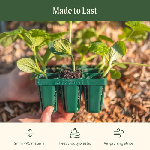 Miniatura 2 de Vego garden Bandejas de plántulas estándar sin tapa, paquete de 8 para plántulas, bandeja de inicio de cultivo reutilizable, kit de bandejas