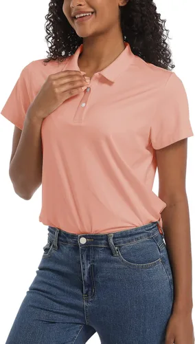 Miniatura 5 de TACVASEN Camisas polo para mujer, con protección solar UPF 50+, manga corta, secado rápido, cuello de 3 botones, ligeras