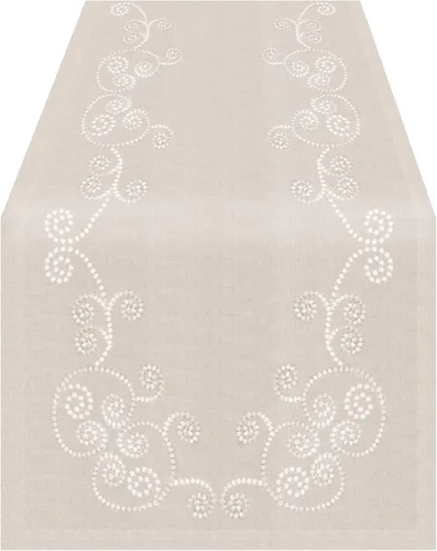 Miniatura 8 de SARO LIFESTYLE 001.N1420B - Mantel individual bordado en remolino, 001.N1420B, 14 x 20 pulgadas, natural