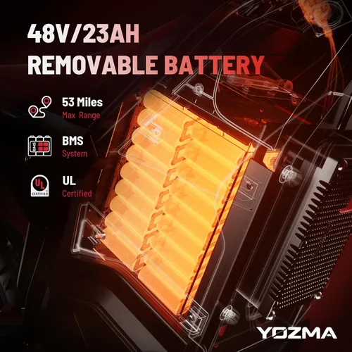 Miniatura 5 de Yozma IN10 - Motocicleta eléctrica de motocross, motocicleta eléctrica de 2600 W 40 MPH con batería de 48 V/23 AH, frenos hidráulicos completos