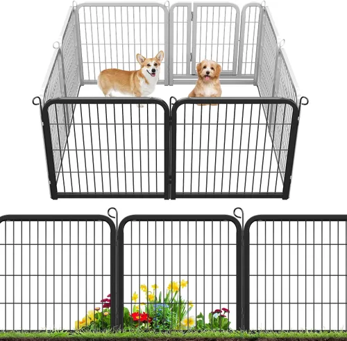 Miniatura 9 de Yaheetech Valla decorativa de jardín – 24 pulgadas x 5.3 pies a prueba de herrumbre plegable para patio, cama de flores, borde de barrera para Negro
