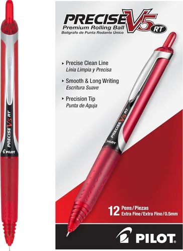 Miniatura 8 de PILOT Precise V5 RT - Bolígrafos de bola rodante recargables y retráctiles, punta extrafina de 0.5 mm, surtidos, paquete de 12 - Ideal