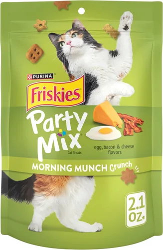 Purina Friskies Party Mix Morning Munch Crunch - Golosinas para gatos (paquete de 10) bolsas de 2.1 onzas