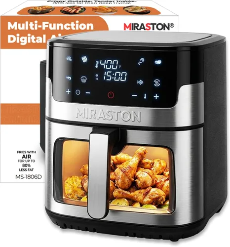 Miniatura 12 de Freidora de aire digital de 5.8QT con ventana visible, temperatura y temporizador ajustables, fritura al aire, recalentamiento, fácil para alimentos