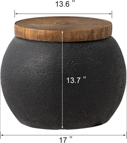 Miniatura 3 de SUNBURY Mesa auxiliar para interiores y exteriores, mesas auxiliares de 14 pulgadas de ancho para patio, mesa auxiliar decorativa, taburete