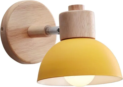 Adjustable Scandinavian Wall Lamp E27 Lighting Fixture Retro Industrial Style for Bedroom Living Room Hallway(Amarillo,1 Pieza)