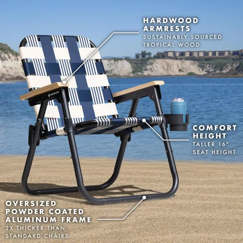 Miniatura 2 de GoSports WOVN - Silla de playa tipo mochila – 9 estilos disponibles – Silla de camping plegable de primera calidad Lido