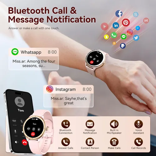 Miniatura 2 de Reloj inteligente para mujer, monitor de fitness HD de 1.27 pulgadas (respuesta/haz llamadas) con más de 110 modos deportivos/frecuencia