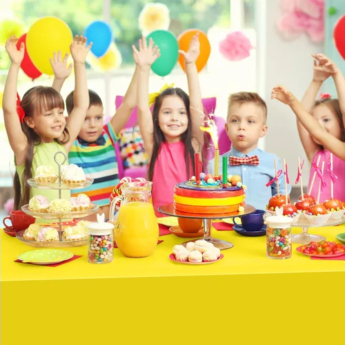 Miniatura 3 de Mwellewm 6 manteles de plástico desechables, mantel de arcoíris de colores surtidos, rectangular de neón colorido a granel sólido para cumpleaños